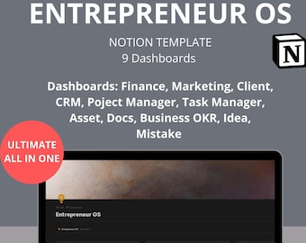Entrepreneur Notion Template OS: All-in-One Business Planner, CRM, Marketing