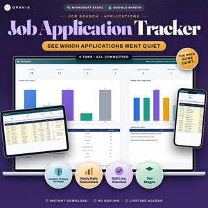 Job Application Tracker Spreadsheet, Excel Google Sheets, Job Search Planner, Interview Tracker, Career Organizer