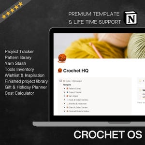 Crochet Notion Template, Crochet Planner & Tracker, Yarn Stash Organizer, Pattern Library