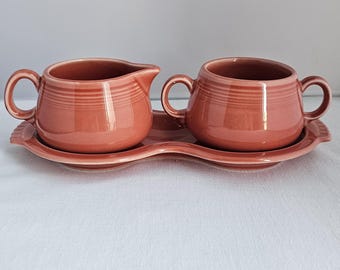 Homer Laughlin Fiesta Retired Persimmon Sugar & Creamer with Tray
