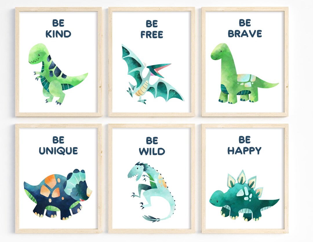 Dinosaur Nursery Wall Art Prints, Boy Room Decor, Dinosaur Theme, Baby ...