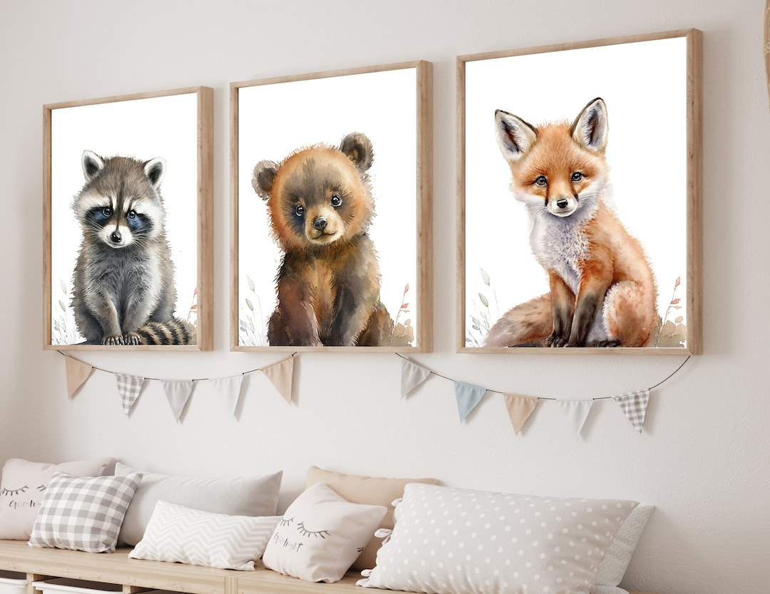 Woodland Animals, Nursery Print Set, Woodland Nursery Gift, Woodland Nursery Art, Woodland Baby
