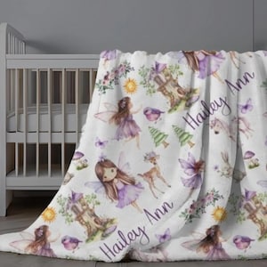 Custom Floral Fairy Swaddle, Personalized Baby Girl Blanket, Infant Name Swaddle, Magical Fairy Baby Blanket, Unicorn and Fairy Blanket