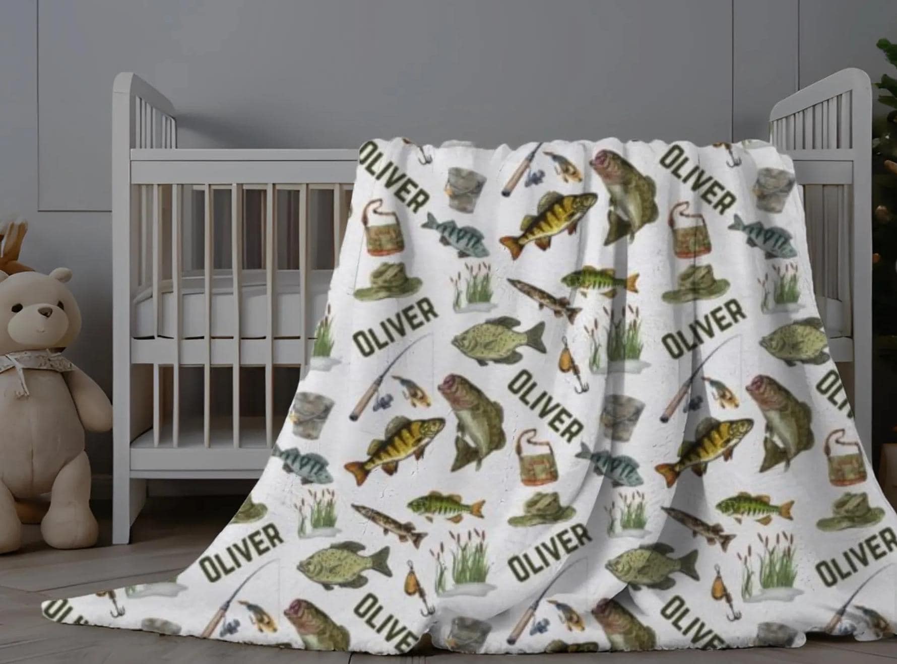 Custom Fishing Swaddle Personalized Baby Blanket Fishing Nursery Decor ...