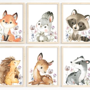 Set of 6, Girl Nursery Decor, Woodland Animals, Girl Room Decor ...
