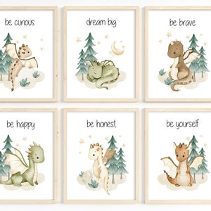 Dragon nursery - Baby dragon nursery art - Boy room decor - Fairytale baby dragons - Baby boy playroom decor - 6 Unframed Prints or Canvas