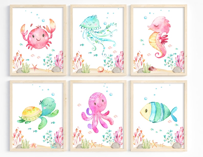 Under the Sea Nursery Decor Ocean Theme Nursery Wall Art Etsy