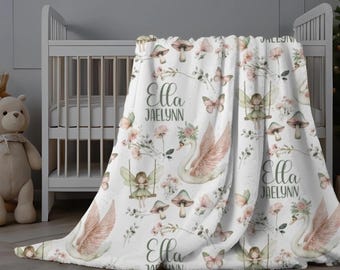 Swan Swaddle Baby Girl, Personalized Swan Blanket, Soft Newborn Wrap, Toddler Girl Minky, Baby Shower Gift, Hospital Receiving Blanket