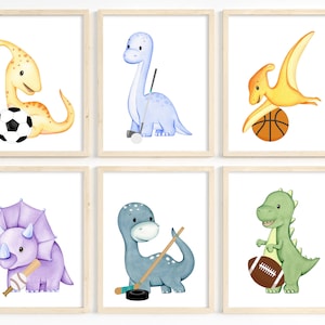 Nursery printable art set, DIY nursery decor, Dinosaur prints, Sports nursery art, Boy room decor, Dinosaur nursery boy, Sports wall art