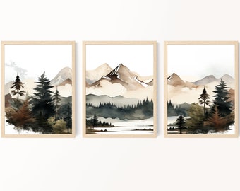 Mountain nursery art, Boy mountain prints, Forest prints, Boy adventure wall art, Woodland nursery decor, Tree prints, Printable Wall Art