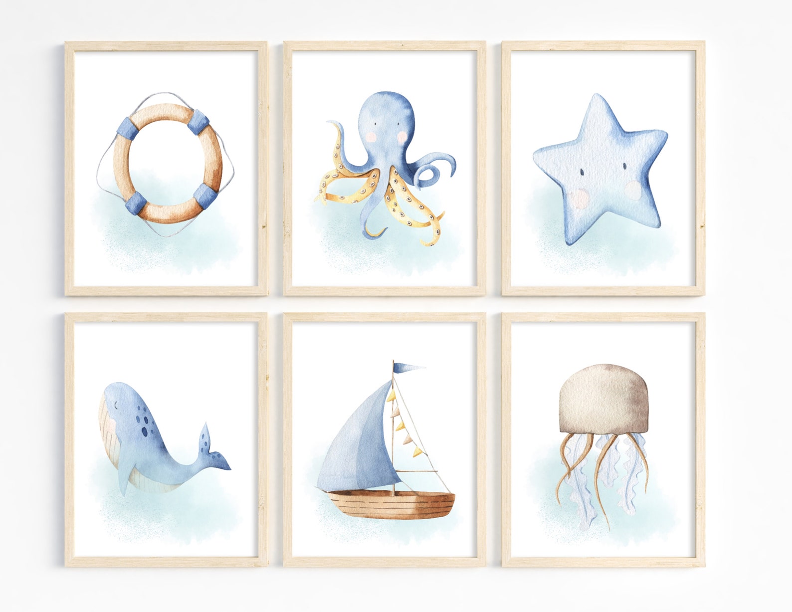 Ocean Life Wall Art Under the Sea Prints Boy Nursery Decor Etsy