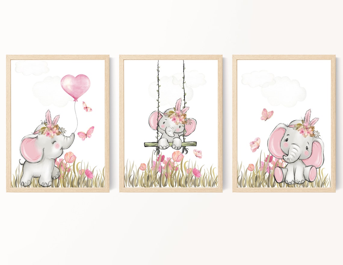 Elephant Nursery Art Elephant Nursery Decor Girl Dream Big - Etsy