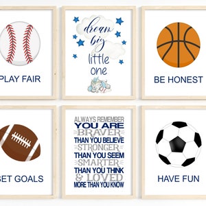 Sports Nursery Prints, Boy Nursery Decor, Jungle Animals Nursery, Sports, Football, Baseball, Toddler Room Decor, Set of 6, Printable
