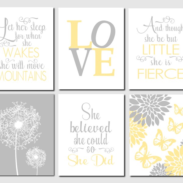 Yellow Gray Wall Art Etsy