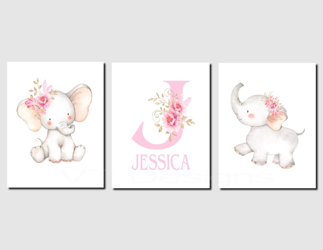 Elephant Nursery Decor Personalized Floral Nursery Decor - Etsy