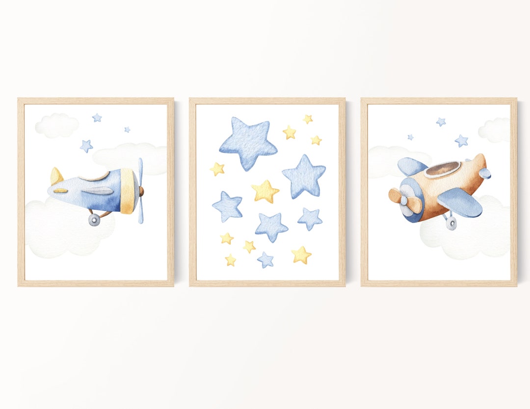 Airplane Nursery Art, Boy Room Wall Art, DIY Boy Nursery Decor