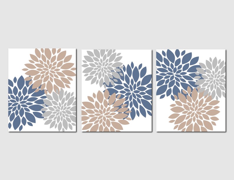 Modern Floral Burst Wall Art Bathroom Decor Living Room Etsy