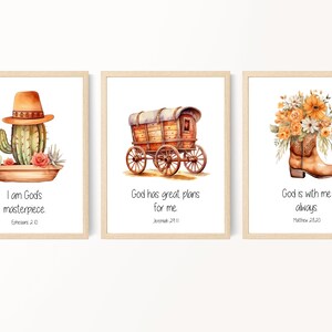 Kunst kinderkamer westerse meisjes, kinderkunst aan de muur bijbelteksten, BOHO-cowboyafdrukken, schriftafdrukken voor kinderen, zondagsschool, afdrukbaar
