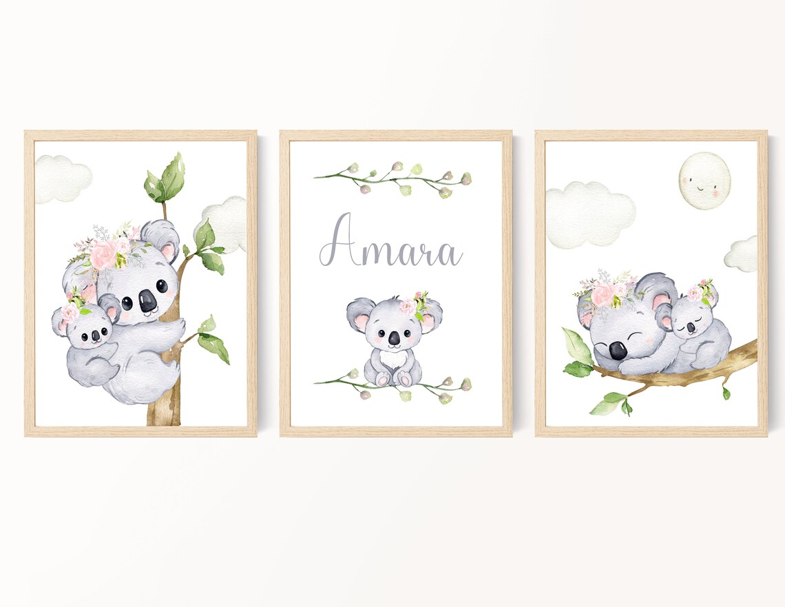 Koala Nursery Decor Girl Nursery Decor Koala Prints Koala Etsy