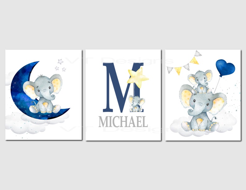 Elephant Nursery Art Boy Nursery Decor Navy Nursery Decor Etsy Canada