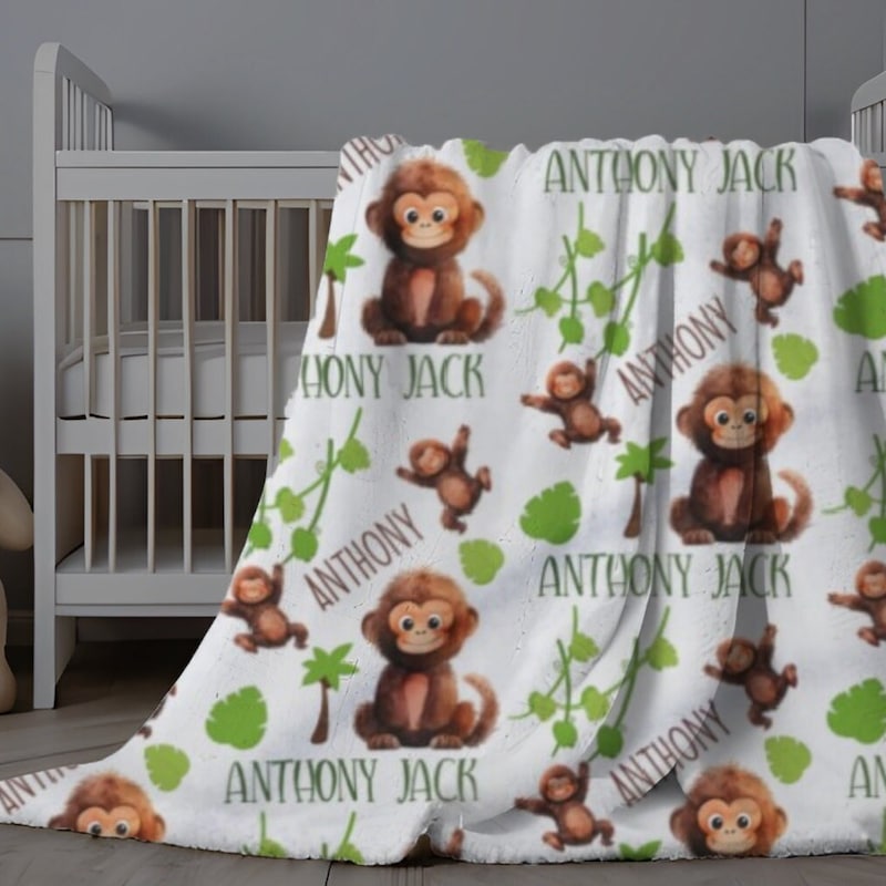 Round Blanket Personalised Monkey main image 0