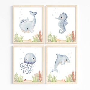 Kids Bathroom Decor, Beach House Bathroom Decor, Sea Animals Bathroom Prints, Ocean Creatures, Lake House Kids Bathroom Signs, Printable