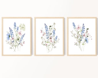 Wildflower Bouquet Prints, Meadow Flower Prints, Watercolor Flowers, Bedroom Wall Art, Living Room Wall Art, Farmhouse Decor, Digital Prints