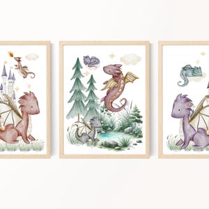 Dragon nursery art, Dragon prints, Mythical creatures, Fairytale baby dragons, Nursery printable digital, Boy nursery decor, Dragon theme