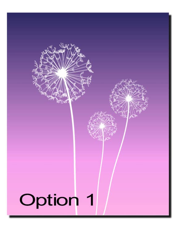 Items similar to Dandelion Print, Dandelion Wall Art, Navy, Purple, Pink, Bathroom Wall Art
