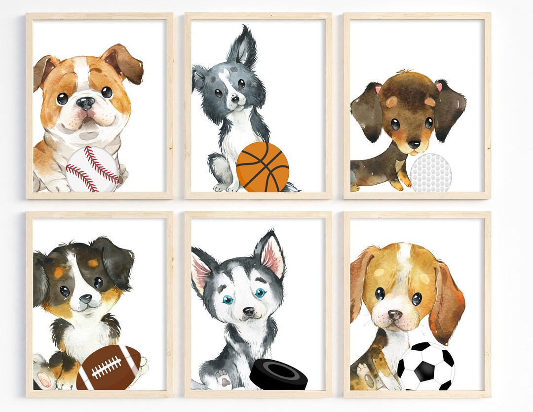 Boy Room Decor, Animal Sports Nursery Prints, Boy Nursery Art, Baby Boy