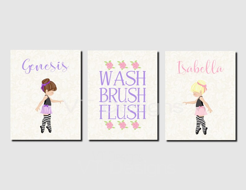 Sisters Bathroom Wall Art Ballerina Bathroom Decor Girl Etsy