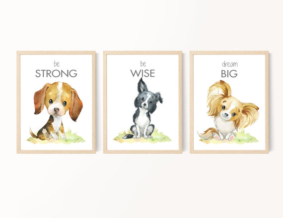 Impresión de cachorro, arte de pared para guardería de niña, juego