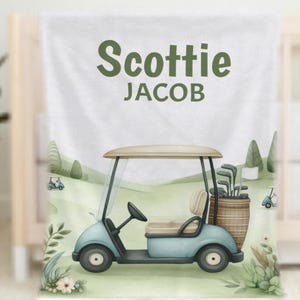 Golf Blanket, Personalized Golf Baby Blanket, Baby Shower Gift Baby Boy, Golf Name Blanket Boy, Custom Infant Golf Swaddle. Toddler Boy Golf