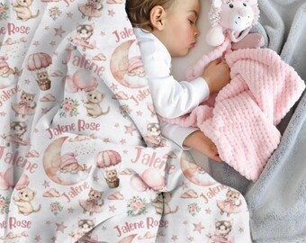 Baby Girl Cat Swaddle, Personalized Baby Blanket with Kittens, Cat Blanket with Baby Name, Kitty Blanket for Newborn, Cat Theme Nursery