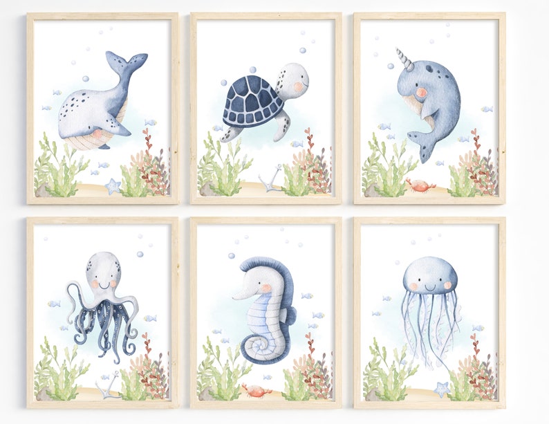 Under the Sea Nursery Decor Ocean Theme Nursery Art Nautical Etsy