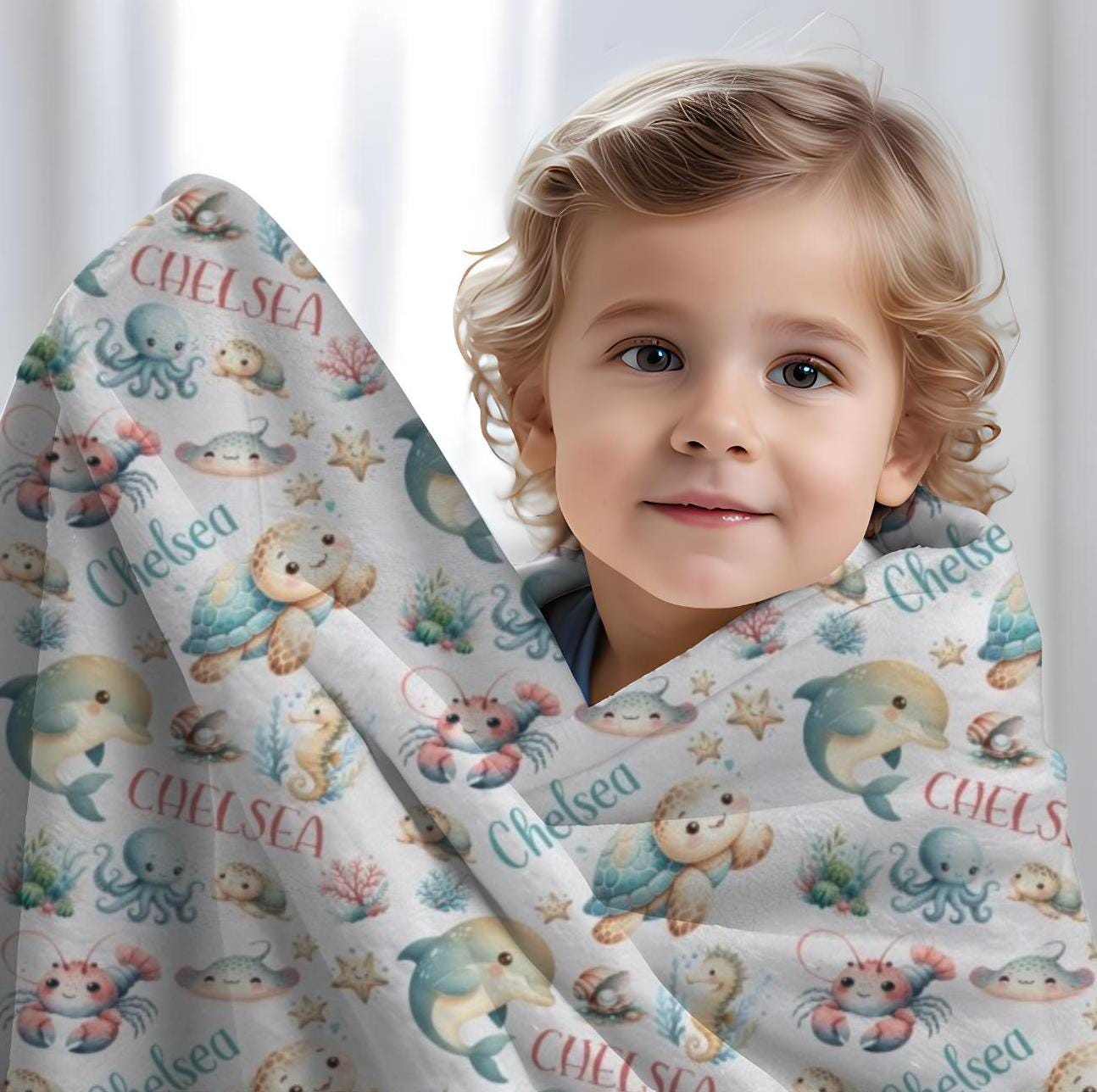 Personalized Ocean Swaddle, Soft Baby Girl Blanket, Custom Swaddle ...