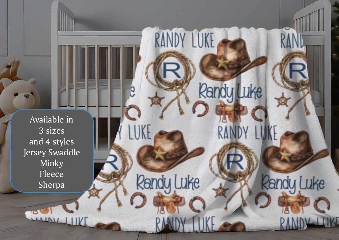 Custom Cowboy Baby Blanket (Double Sided) (Personalized-802968