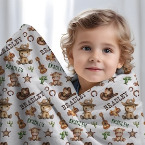 Western Baby Blanket, Personalized Cowboy Blanket, Custom Baby Minky Blanket, Western Nursery, Baby Boy Western Cowboy Blanket