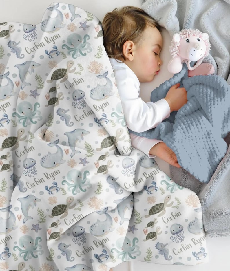 Under the Sea Blanket, Ocean Baby Swaddle, Baby Boy Hospital Receiving ...