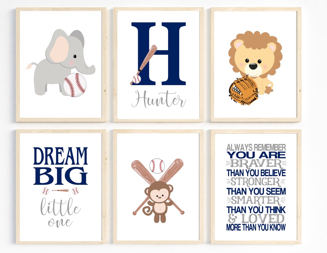 Baseball Nursery Art, Boy Nursery Art, Sports Nursery Art, Jungle