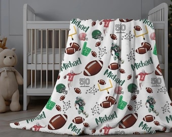 Football Swaddle Blanket, Personalized Football Baby Blanket, Sports Blanket for Kids, Boy Name Blanket, Baby Shower Gift for Football Fan