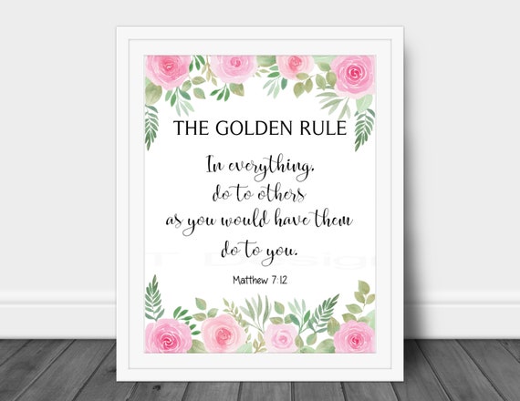 Kids Bible Verse Prints, Scripture for Kids, Matthew 7:12, Christian Art,  Pink Girl Nursery Decor, Bible Study, Printable Nursery Art 