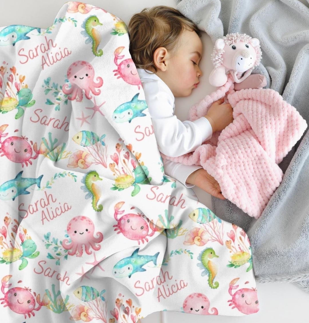 Under the Sea Baby Blanket, Personalized Baby Girl Blanket, Custom ...