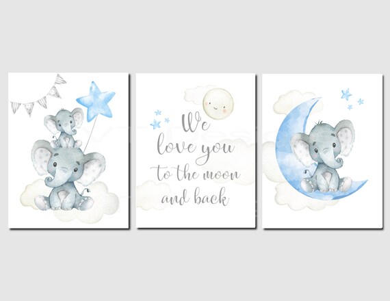 We Love You To The Moon And Back Blue Nursery Decor Boy Etsy We Love You To The Moon And Back Blue Nursery Decor Boy Etsy