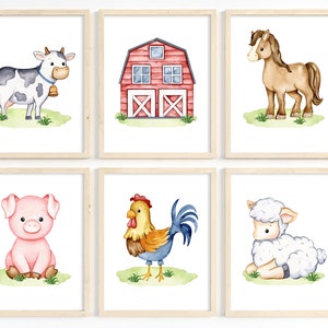 Farm animal nursery prints, Farm nursery wall art, Farm baby animal prints, Gender neutral nursery decor, Watercolor farm animals, Printable