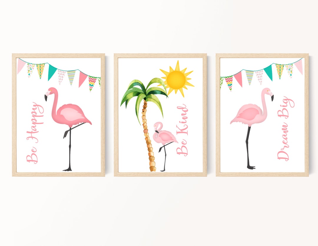 Flamingo Nursery Art Prints, Baby Girl Nursery Wall Art, Girl Room ...