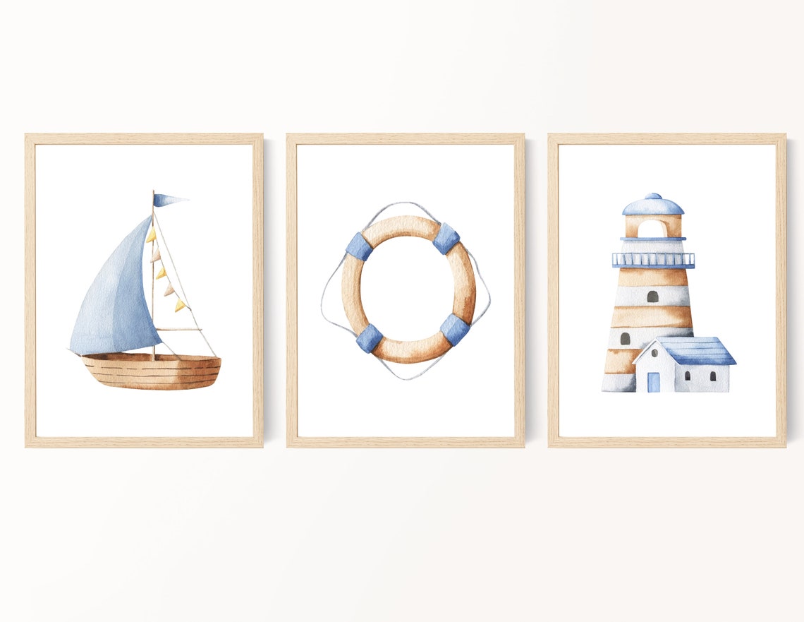 Baby Boy Nursery Decor Nautical Nursery Art Beach Nursery Etsy