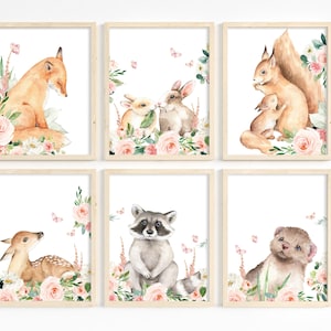 Woodland Nursery Art Baby Girl Nursery Wall Art Woodland - Etsy