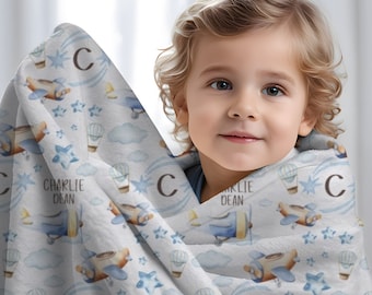 Custom Airplane Swaddle, Personalized Baby Boy Swaddle, Airplane Baby Blanket, Personalized Hospital Swaddle, Baby Shower Gift, Newborn Wrap