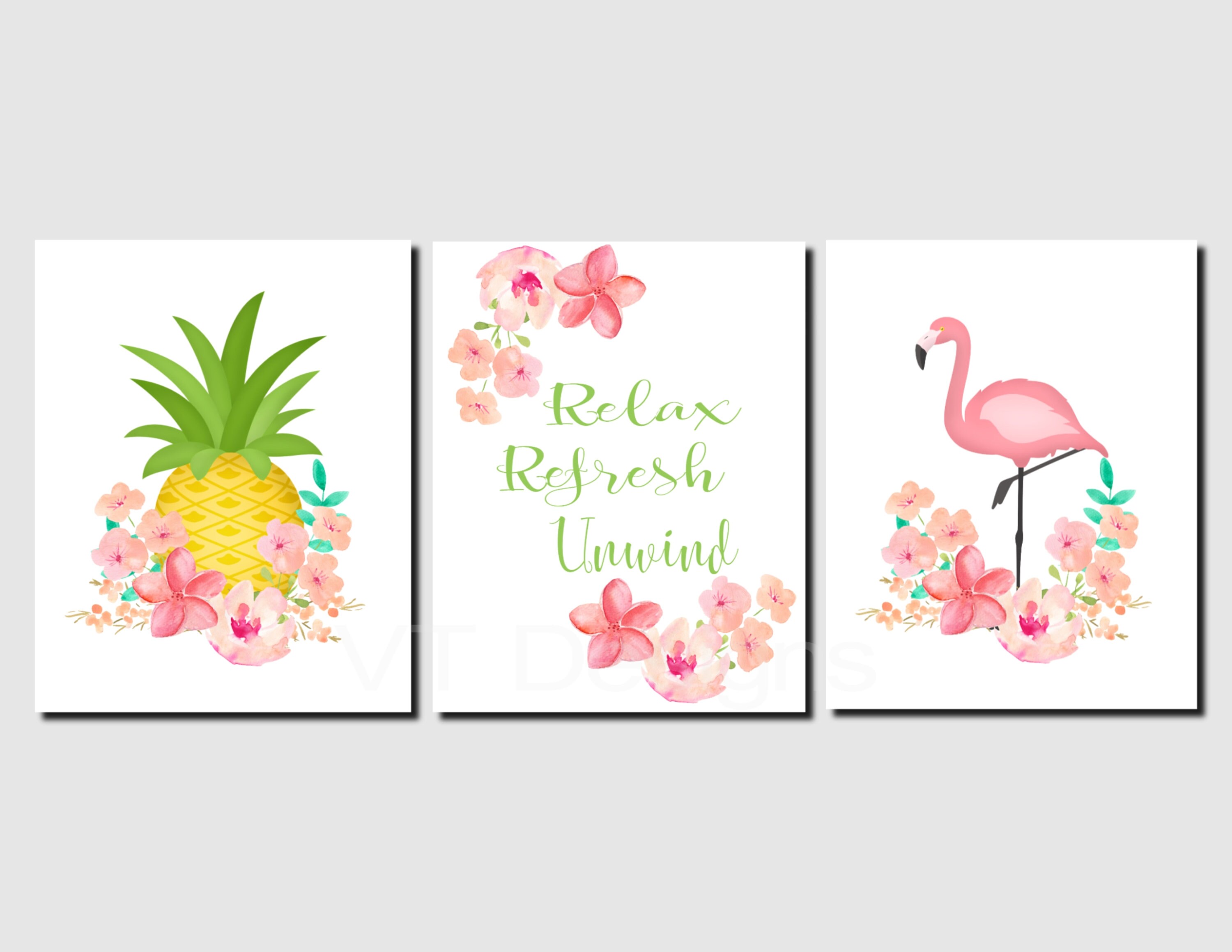 Flamingo Bathroom Wall Art Girl Bathroom. Guest Bathroom Art Etsy